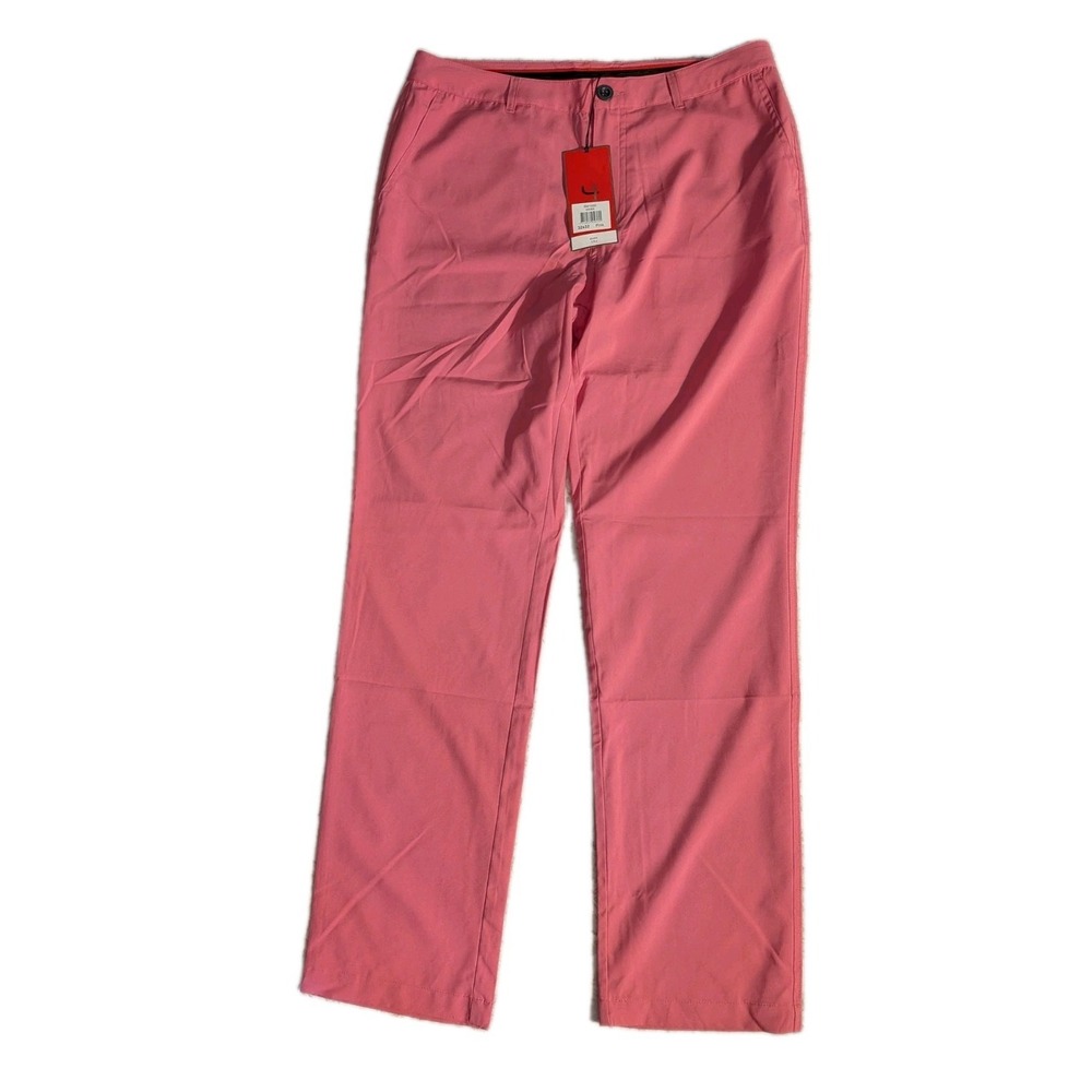 NWT Short Par4 Golf Pants Mens 32 x 32 Coral Pink Flat Front Athleisure Comfort